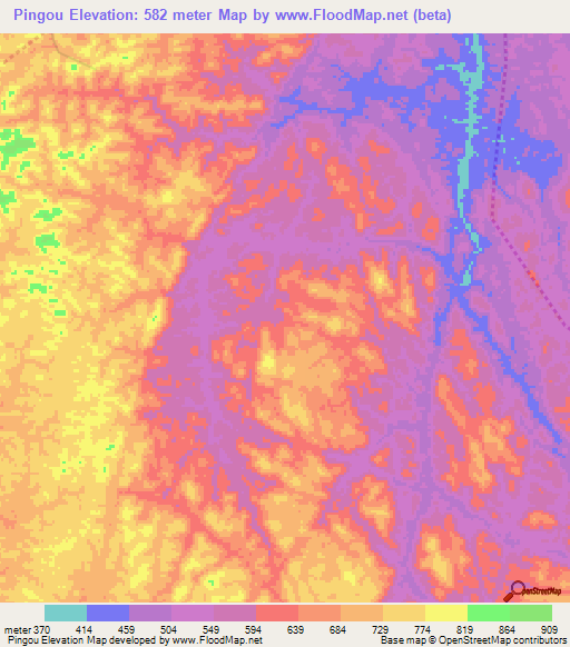 Pingou,Gabon Elevation Map