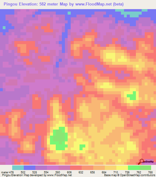 Pingou,Gabon Elevation Map