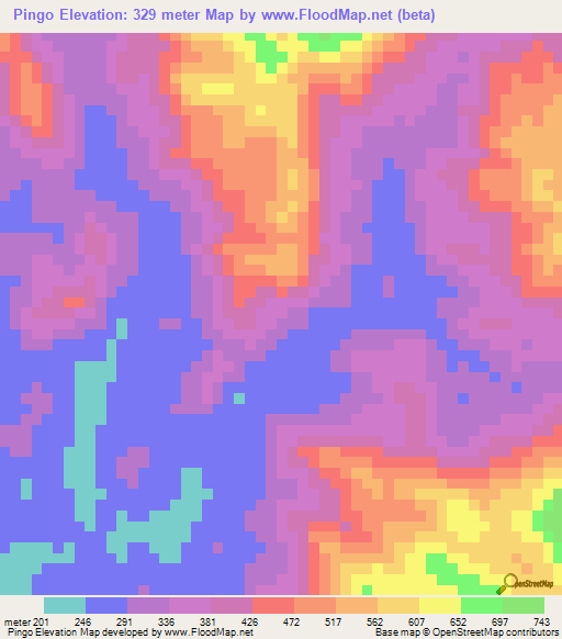 Pingo,Gabon Elevation Map