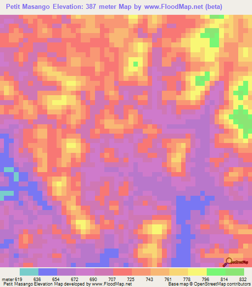 Petit Masango,Gabon Elevation Map