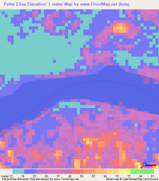 Petite Elise,Gabon Elevation Map