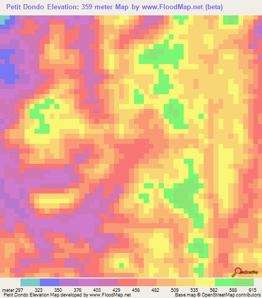 Petit Dondo,Gabon Elevation Map
