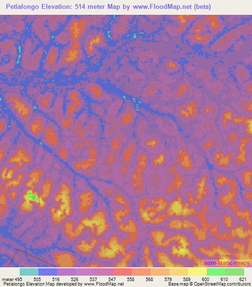 Petialongo,Gabon Elevation Map