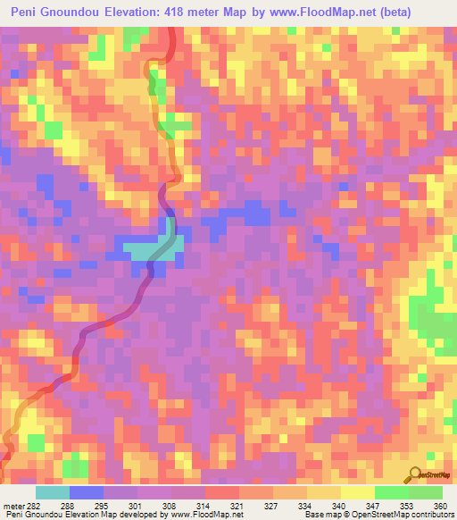 Peni Gnoundou,Gabon Elevation Map