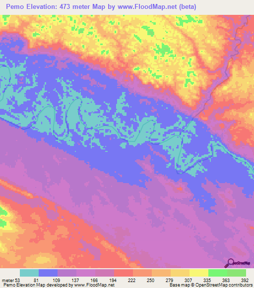 Pemo,Gabon Elevation Map