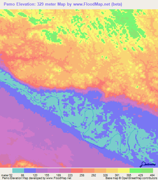 Pemo,Gabon Elevation Map