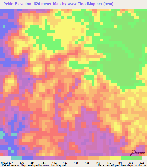 Pekie,Gabon Elevation Map