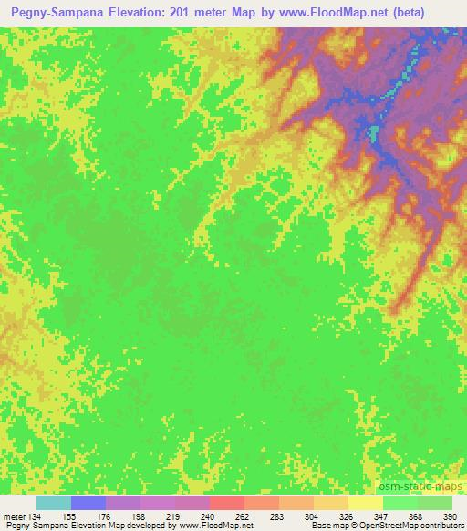 Pegny-Sampana,Gabon Elevation Map