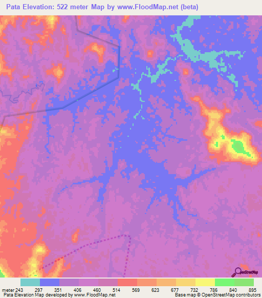Pata,Gabon Elevation Map