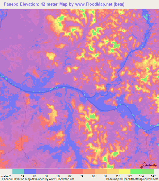 Panepo,Gabon Elevation Map