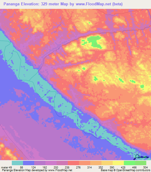 Pananga,Gabon Elevation Map