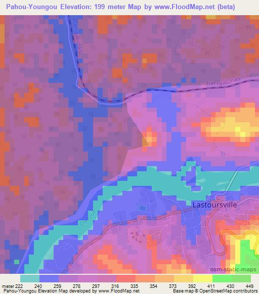 Pahou-Youngou,Gabon Elevation Map