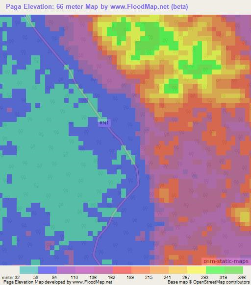 Paga,Gabon Elevation Map