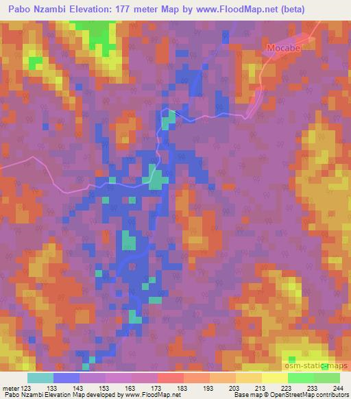 Pabo Nzambi,Gabon Elevation Map