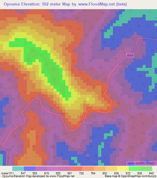 Oyouma,Gabon Elevation Map