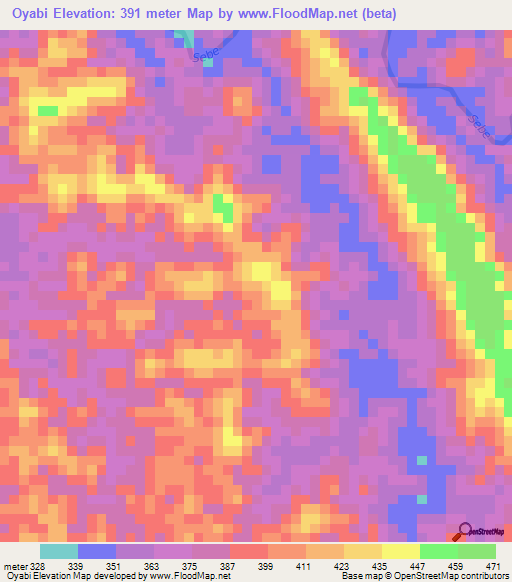 Oyabi,Gabon Elevation Map
