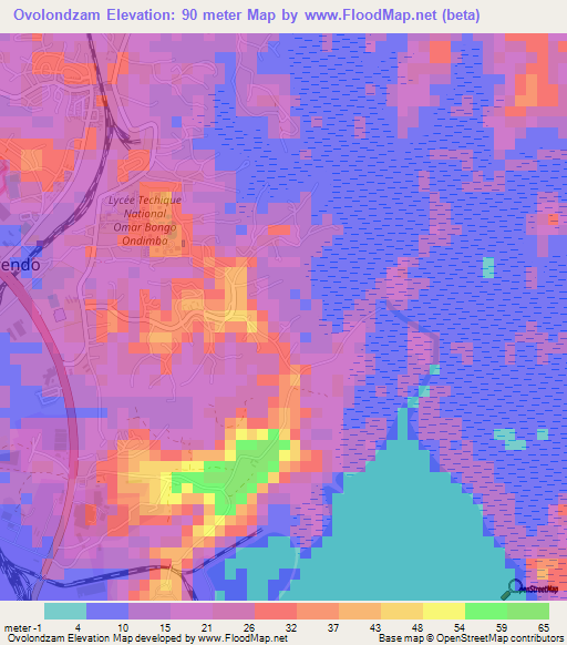 Ovolondzam,Gabon Elevation Map