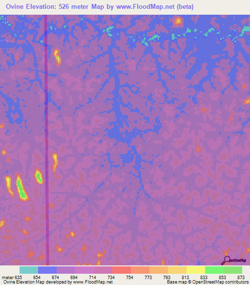 Ovine,Gabon Elevation Map