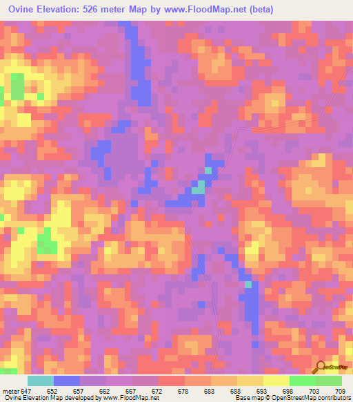 Ovine,Gabon Elevation Map