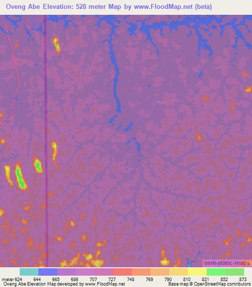 Oveng Abe,Gabon Elevation Map