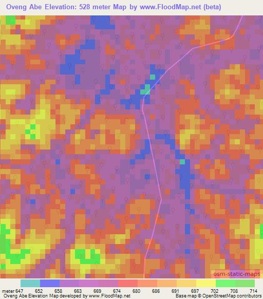 Oveng Abe,Gabon Elevation Map