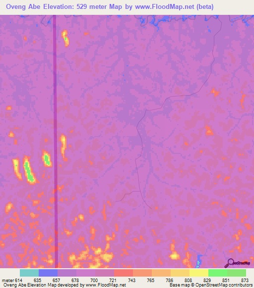 Oveng Abe,Gabon Elevation Map