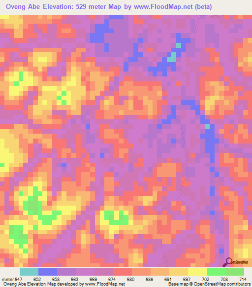 Oveng Abe,Gabon Elevation Map
