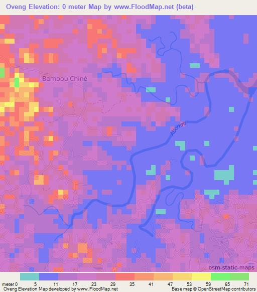 Oveng,Gabon Elevation Map