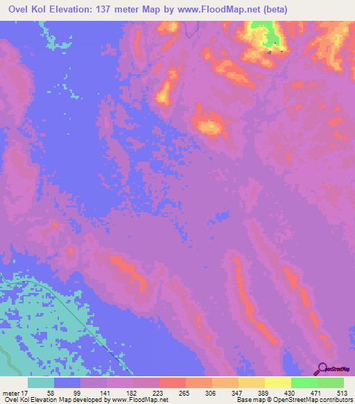Ovel Kol,Gabon Elevation Map