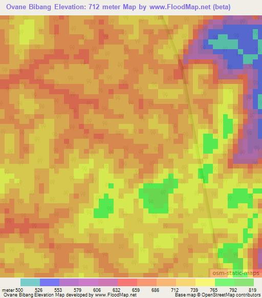 Ovane Bibang,Gabon Elevation Map