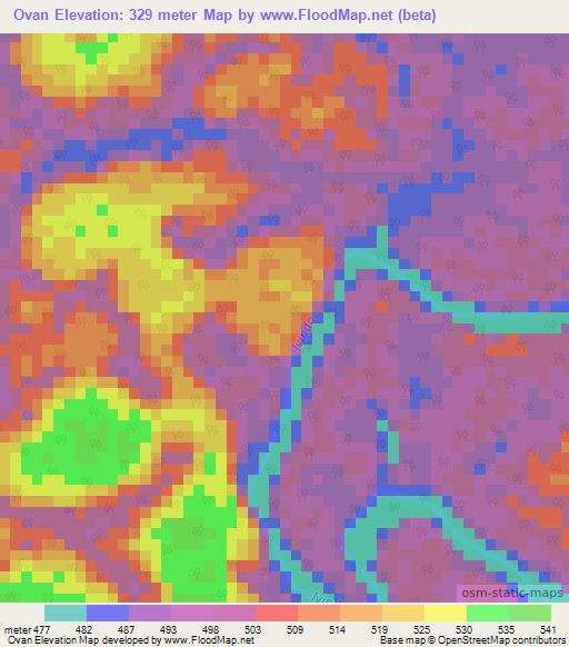 Ovan,Gabon Elevation Map