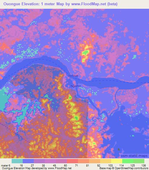 Ouongue,Gabon Elevation Map