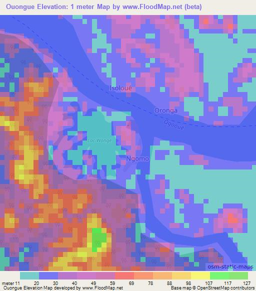 Ouongue,Gabon Elevation Map