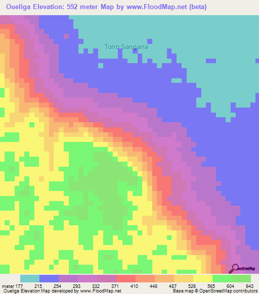 Oueliga,Gabon Elevation Map