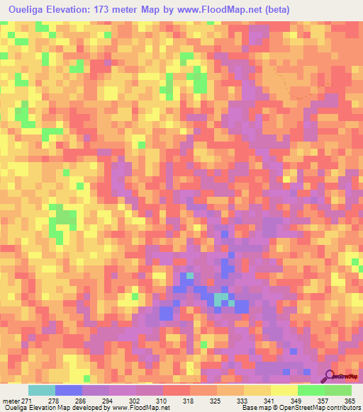 Oueliga,Gabon Elevation Map