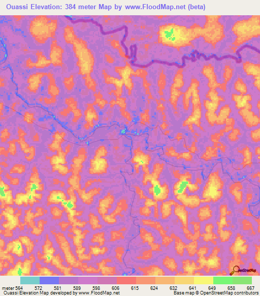 Ouassi,Gabon Elevation Map