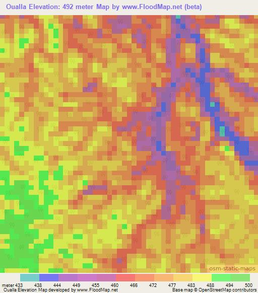Oualla,Gabon Elevation Map