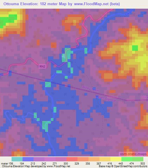 Ottouma,Gabon Elevation Map