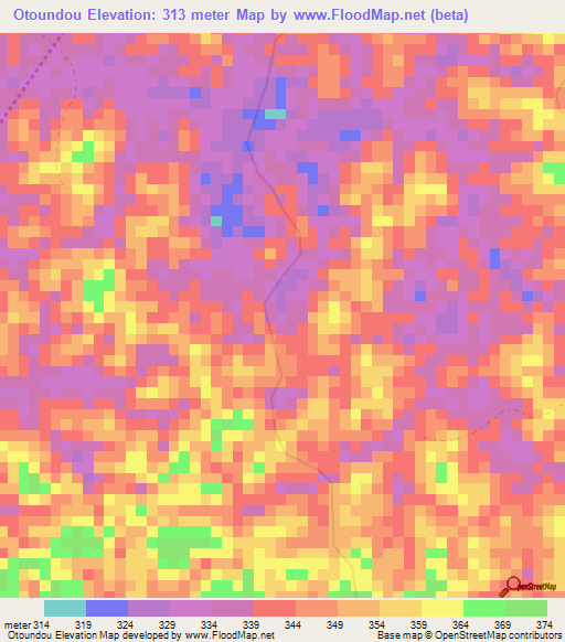 Otoundou,Gabon Elevation Map