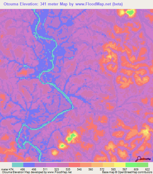 Otouma,Gabon Elevation Map