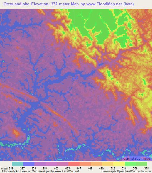 Otcouandjoko,Gabon Elevation Map
