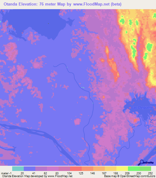 Otanda,Gabon Elevation Map