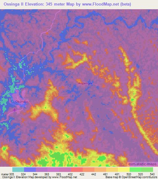 Ossinga II,Gabon Elevation Map