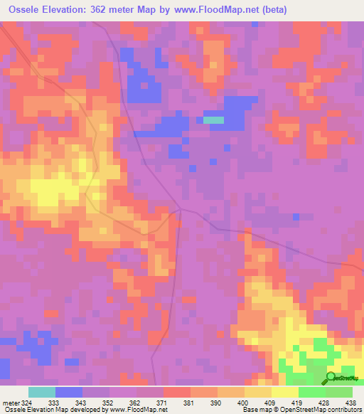 Ossele,Gabon Elevation Map