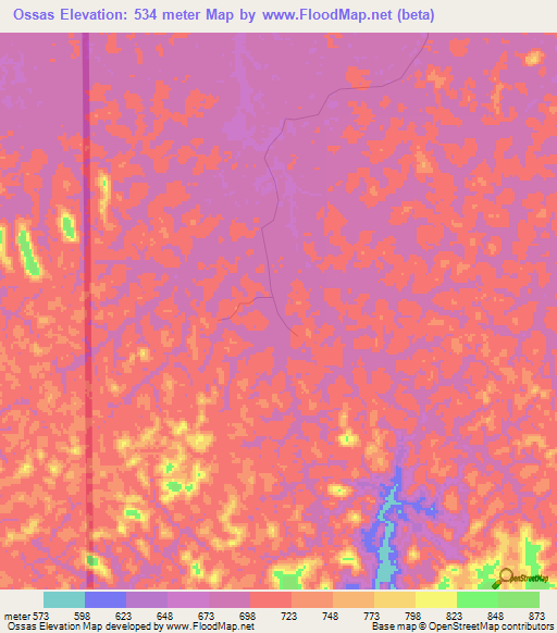 Ossas,Gabon Elevation Map
