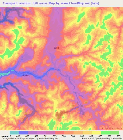 Ossagui,Gabon Elevation Map