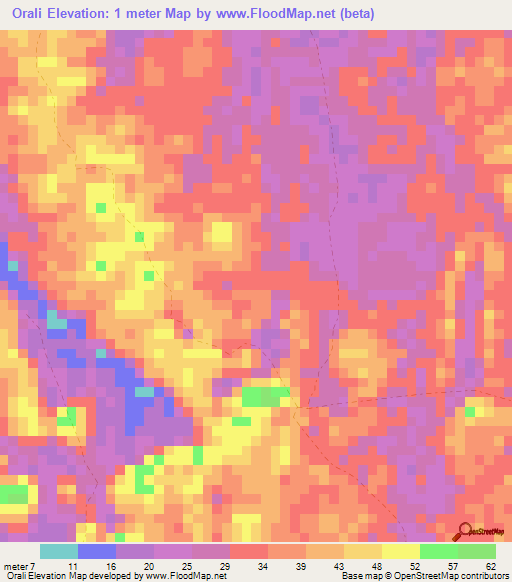 Orali,Gabon Elevation Map
