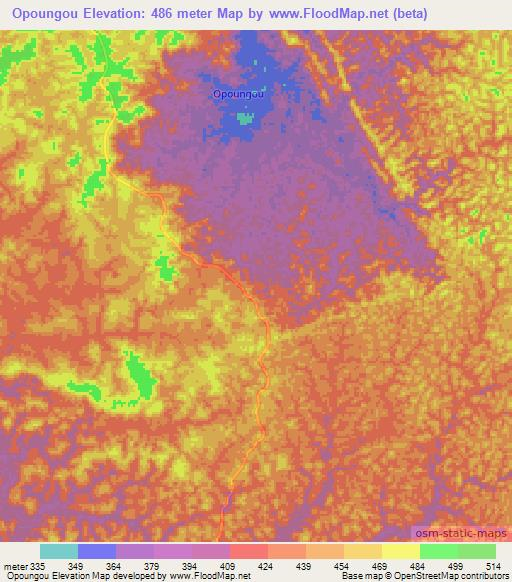 Opoungou,Gabon Elevation Map
