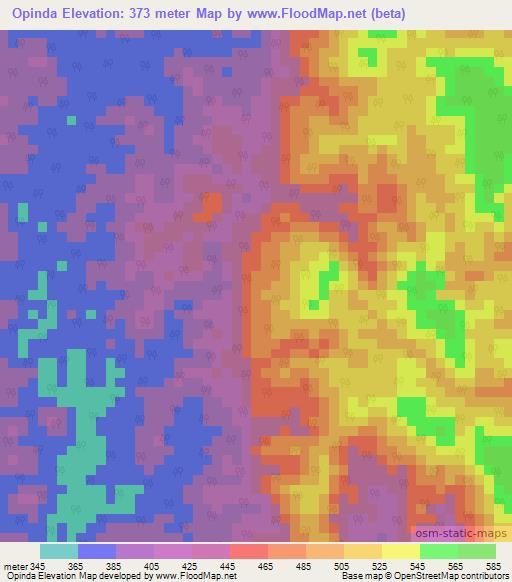 Opinda,Gabon Elevation Map