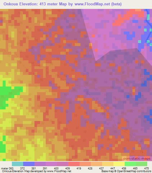 Onkoua,Gabon Elevation Map
